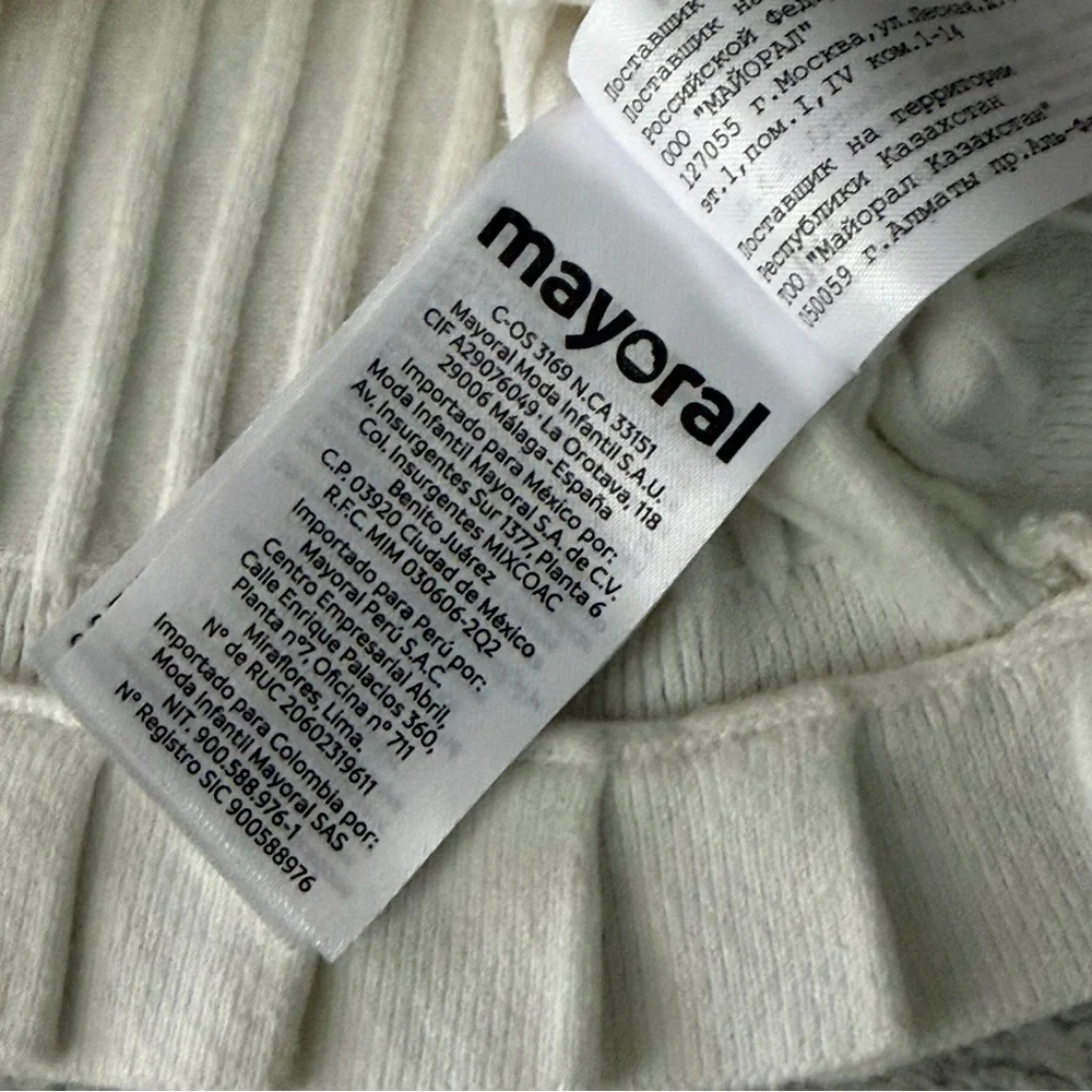 Mayoral | Ribbed Knit Cropped Cardigan with Ruffle Hem | Size 4